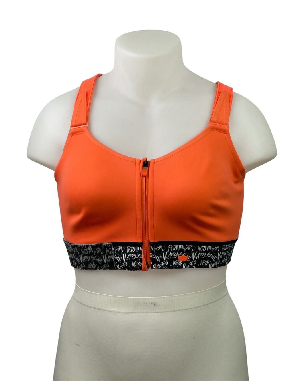 NEW Shefit Flex Orange Zip Up Crossback Yoga Athletic Sports Bra Crop Top Sz XL